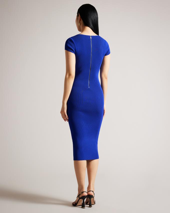 Peignoir Ted Baker Ribbed Bodycon Knit Midi Bleu Femme | ZIZ-14368168